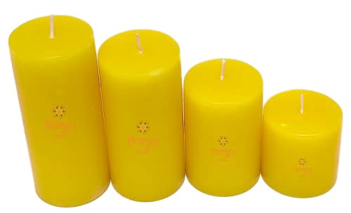 Image of Floryn Decor Paraffin Wax Smokeless Pillar Candles, Set of 4 (2 by 2, 2 by 3, 2 by 4, 2 by 4.5 inches) Vanilla