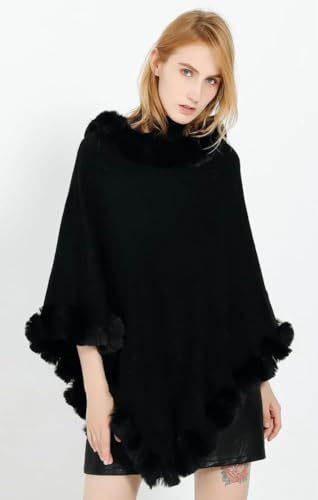 Shawl Wrap for Women Faux Fur Poncho Cape Large Blanket Wraps Winter Warm Knitted Cloak Cardigan Sweater Cozy Shawls3