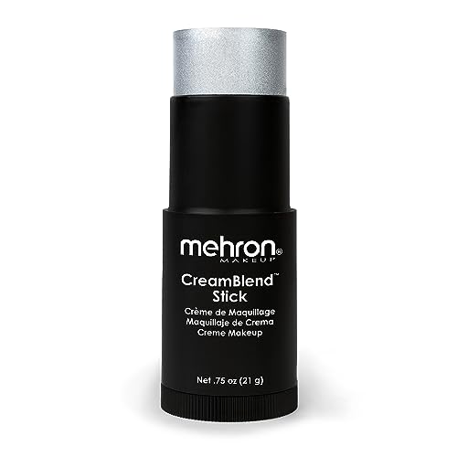 Mehron Makeup CreamBlend Stick | Face Paint, Body Paint, & Foundation Cream Makeup | Perfect for Halloween .75 oz (21 g) (Silver)