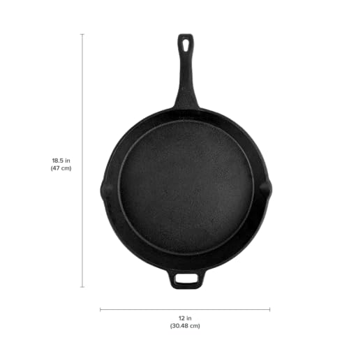 Coghlan's Cast Iron Skillet – 12-Inch Pre-Seasoned Frying Pan with Dual Pour Spouts & Helper Handle for Campfire Cooking, Stove, Grill, or Oven – Durable Outdoor Cookware by Coghlan's - Image 6