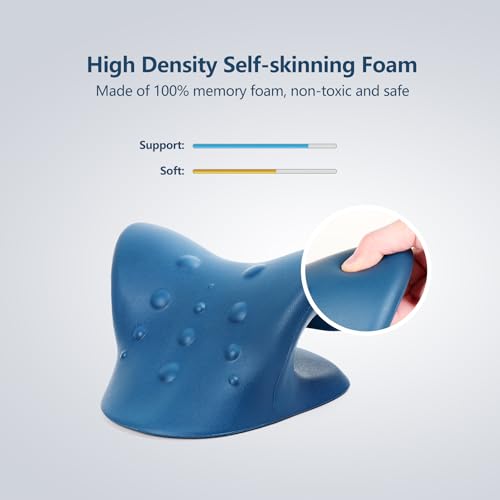 Image of Cozyhealth Neck Stretcher for Neck Pain Relief, Neck and Shoulder Relaxer Cervical Traction Device Pillow for TMJ Pain Relief and Muscle Relax, Cervical Spine Alignment Chiropractic Pillow (Dark Blue)