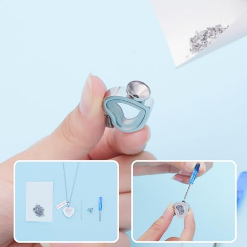 InfuMemo Urnen-Halskette aus Glas in Herzform für Asche, Edelstahl, Gedenk-Asche-Anhänger, Andenken, Schmuck, Einäscherungsschmuck für Frauen, Edelstahl