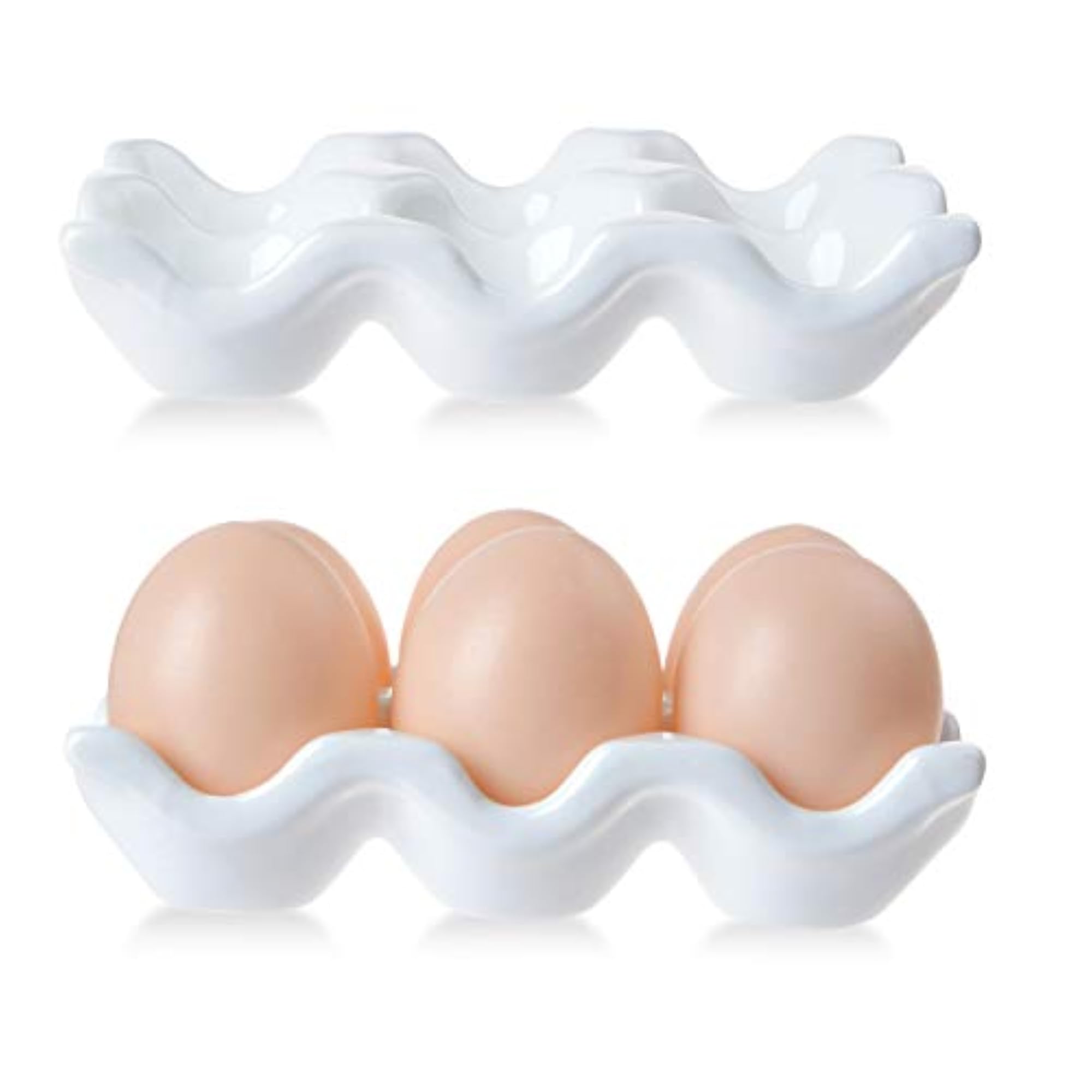 Ceramic 6 Cups Egg Tray, Decorative Storage Organizer