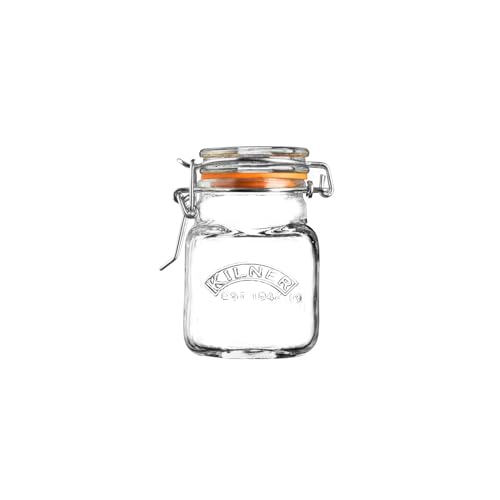 Kilner Square Clip Top Spice Jar, 2-Fl Oz, 70 ml, Clear, 140 gram