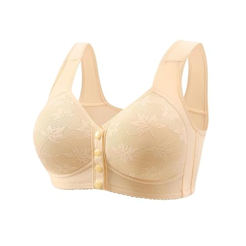 3 Pack Daisy Bras for Older Women No Underwire Front Closure Push up Bra Soft Floral Print Everyday Sleep Bralettes4