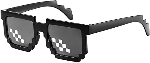 3 Pairs Thug Life Pixel Sunglasses, Men Women Thug Sunglasses Cool Thug Life Glasses Plastic Pixel Sunglasses Mosaic Glasses Funny Sunglasses Photo Props Party Accessories - Black4