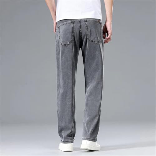 Men's Summer Thin Jeans High Waist Loose Fit Straight Denim Trousers Business Casual Style4