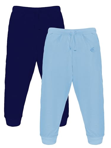 Image of KiddoPanti 100% Cotton Track Pants for Boys & Girls | Soft Single Jersey Fabric | Elastic Waist with Drawcord | Full Length with Rib Hem & Pockets | Joggers for Kids