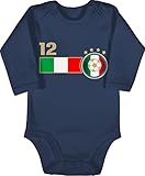 Shirtracer Fussball WM 2022 Fanartikel Baby - 12. Mann Italien Mannschaft - 6/12 Monate - Navy Blau - Fanartikel Italien - BZ30 - Baby Body Langarm