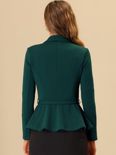 Allegra K Vintage Blazer for Women's Ruffle Hem Belted Notched Lapel Office Work Blazers3
