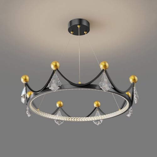 Chandelier couronne or pour chambre d'enfant avec goutte de pluie en cristal