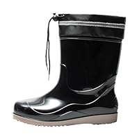 LOIJMK Wellington Boots Men's Work Boots Wellington Boots with Drawstring Rain Boots Rain Shoes Garden Boots Rubber Shoes Waterproof Safety Boots Slip-On Boots Work Shoes Garden Shoes