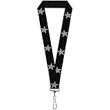 Buckle-Down Lanyard - Star Black/Silver
