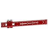 Woodpeckers Paolini Pocket Rule, Aluminum, 8 Inch, Woodworking Ruler with Sliding Stop, Vertical End Scale, Scribing Notch, Engraved Scales