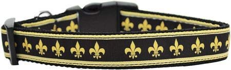 Tour de cou prestige fleur de lys or et nylon noir ajustable haut de gamme