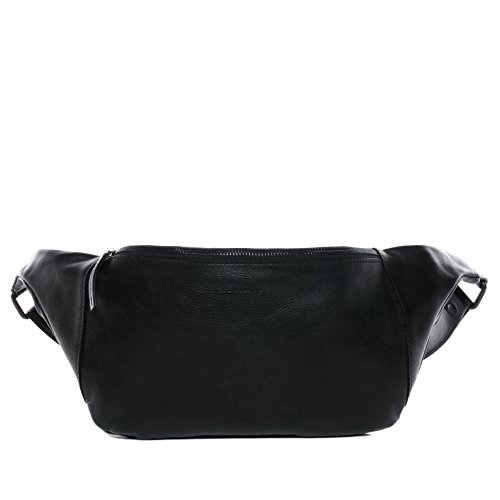 Sacoche ceinture XL Milla grand sac banane en cuir véritable noir spacieux