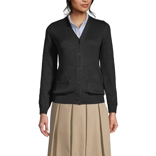 Lands' End School Uniform Women's Cotton Modal Button Front Cardigan Sweater