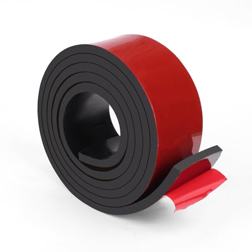 Image of WochiTV Adhesive Solid Rubber Strips, 2 inch Wide x 1 /4 inch Thick x 60 inch Long Self Stick Black Neoprene Rubber Rolls Perfect for DIY Insulation Cushion Gasket, Sealing, Liner, Weather Striping