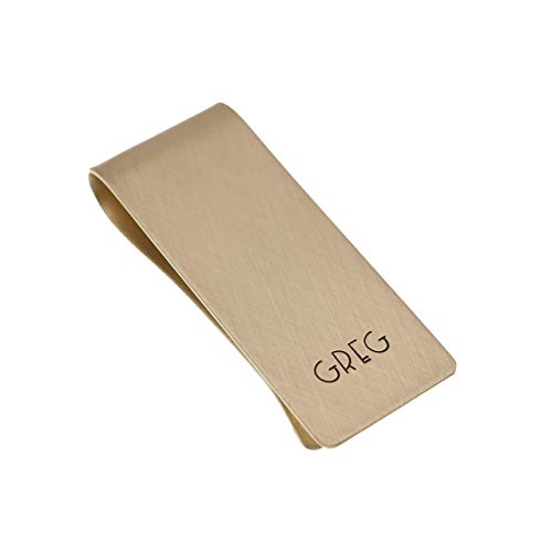 Personalized Brass Money Clip for Men Engraved Custom Gold Tone Metal Wallet Valentine's Day Gift for Husband Anniversary Boyfriend Slim Minimalist Front Pocket Cash Credit Business Card Holder2