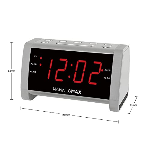 Hannlomax Hx-138Cr Alarm Clock Radio, Pll Am/Fm Radio With Preset Radio, 1.4" Red Led Display, Dual Alarm (Silver) #TOP2