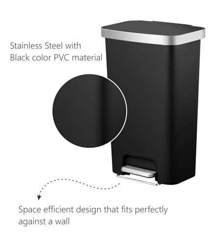 Image of Obsessions EKO 45L Plastic Step Bin with Pedal,Large Capacity Trash Can Ideal for Home, Kitchen and Office,Black