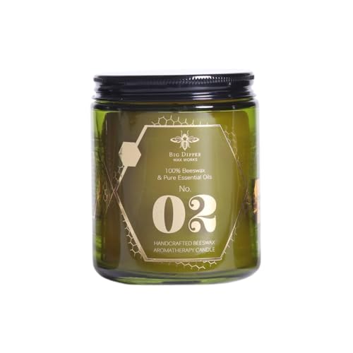 Big Dipper Wax Works Alchemy Candle 02 – Patchouli & Fir, 7oz Green Jar, Pure Beeswax Candle with Essential Oils, Clean Burning, Handcrafted Aromatherapy Candle, Made in USA