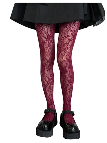 Floerns Women's Floral Fishnet Sheer Tights Hollow Out See Through Pantyhose