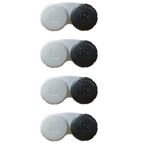 Kuanfine 4 Pack Contact Lens Case Leak Proof Travel Contact Case Colored Contact Lens Storage Holder Container(Black)