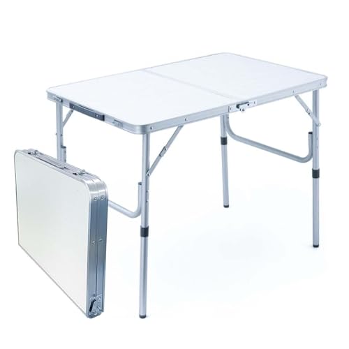 Mesa Camping Dobrável Vira Maleta 90x60 Ajustável Escritório Piquenique Alumínio M.R Camping