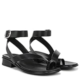 Naturalizer Womens Birch Strappy Flat Sandal Black Leather 9 M
