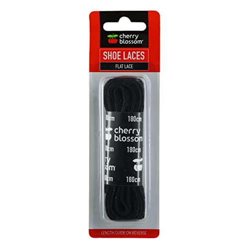 Cherry Blossom Footwear Flat Lace Shoelaces Black 180cm