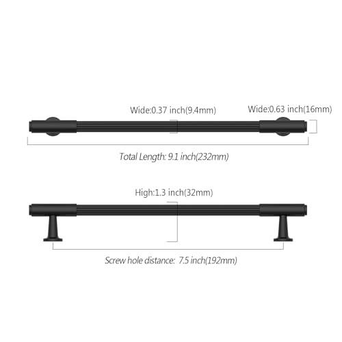 Asidrama 10 Pack 7.5 Inch(192mm) Matte Black Cabinet pulls Kitchen Cabinet Handles, Cabinet Pulls Kitchen Cabinet Hardware for Cupboard Drawer Pulls 2304 by Asidrama - Image 6