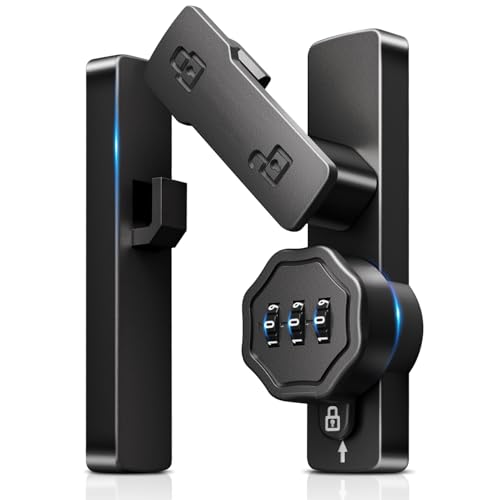 Barn Door Lock,Flip Latch Lock with Combination,90/180 Degree Sliding Door Latch,Cabinet 3-Digit Password Keyless,Gate Latches Bolt for Gate Barn Door Garage Shed Window(Black) (180 degree barn latch)