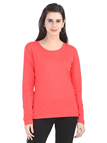 Image of FLEXIMAA Women's Cotton Plain Round Neck Full Sleeve T-Shirt