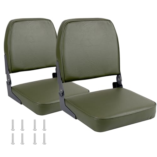 Boat Seats 2 Pack,Folding Low Back Bass Boat Seat,Pair Seats for Jon Fishing Boat with Stainless Steel Screws