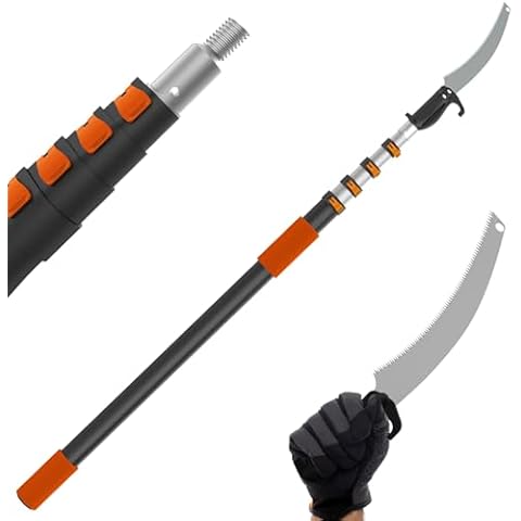 Buyplus Manual Pruning Pole Saw - 20 Foot Hand Pruning Saw for Tree Trimming, High Reach Tree Pruner with Extension Pole Cover