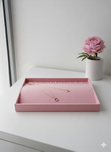 Image of Velvet Jewellery Drawer Organizer Stackable Tray for Chain-Bracelet in Pink