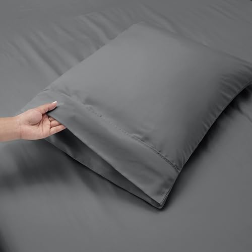 Image of Nestl Full Size Sheet Set, 4 Piece Extra Deep Pocket (18-24 inches), Microfiber, Hotel Luxury, Soft, Breathable, Wrinkle-Free, Easy to Care, Grey