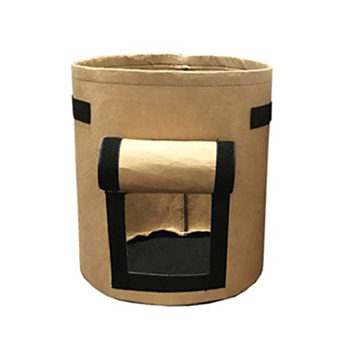 Preisvergleich Produktbild Kartoffel Pflanzsack, Pflanztasche mit Klettverschluss Tragegriffen Wachstumstasche Fenster Gemüsebeutel doppelschichtig, Pflanzbeutel atmungsaktiv Vliesstoff 25 x 30 cm (Braun)