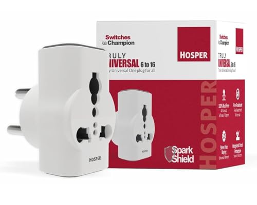 Image of 6A to 16A Converter Plug | Truly Universal Multi Plug Power Adapter | 3 Pin Adapter Socket for Heavy Duty Appliances | Universal Socket Converter - White