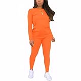 Nimsruc Two Piece Outfits For Women Casual Jogging Suit Sweatsuits Sets Matching Athletic Clothing Fashion Tracksuit Orange M