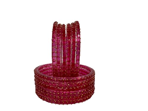 Image of SUNDRAM Raindrop Glass Bangles Set for Women & Girls, Transparent Crystal Kanch Ki Chudi for Wedding & Party, Set of 12