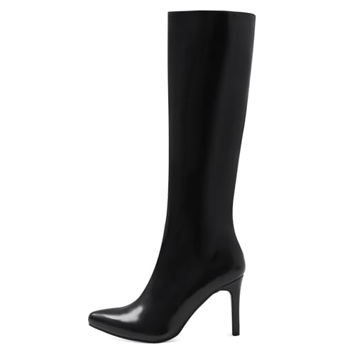 Shoe'N Tale Women's Knee High Boots Pointed Toe Stiletto High Heel Long Boots Side Zipper Tall Boots2