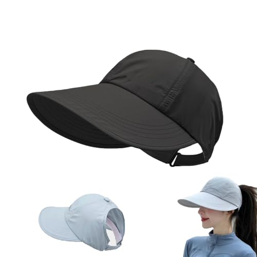 UPF Sun Protection Baseball Hat for Men and Women,Adjustable Lightweight Wide Brim Outdoor Sunscreens Hollow Top Cap (black)