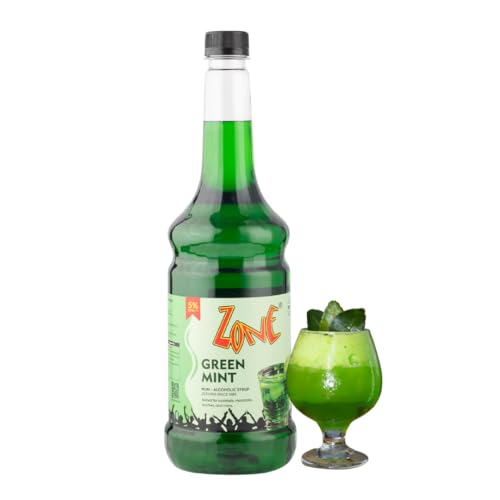 Image of Zone Flavoured Syrups 1000ml - Premium Cafe-Style Syrups for Mocktails, Cocktails, Milkshakes, Coffees, Iced Teas, Sodas & Desserts | Perfect for Home Use, Small Cafes, Bars & Gifting (Green Mint)