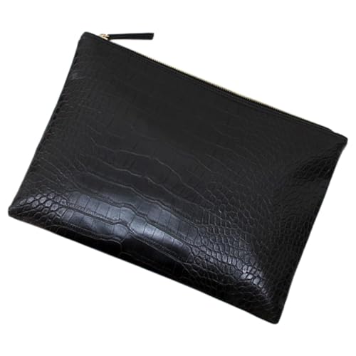 LRXIYODE Bolso de Mano Mujer Estampado de Cocodrilo Bolso Tipo sobre Negro de Pu Cierre Cremallera Seguro para Fiesta Compras y Uso Diario