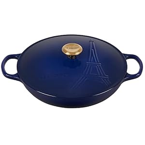 Le Creuset Eiffel Tower Collection Enameled Cast Iron Signature Braiser with Lid, 3.5 qt., Indigo