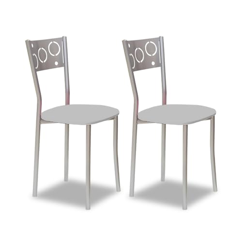 ASTIMESA Dos Sillas de Cocina Patas Redondas y Asiento Gris