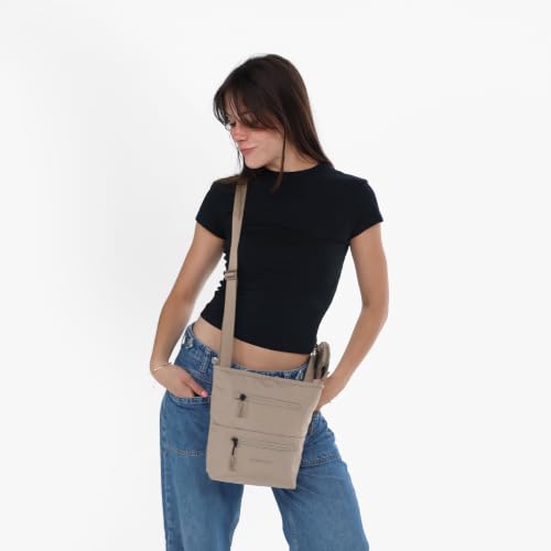 Image of Sherpani Sadie, Nylon Crossbody Bag, Lightweight Shoulder Bag, Travel Cross Body, Crossbody Purse, RFID Protection, Removable Coin Purse, Travel Gift (Dune)