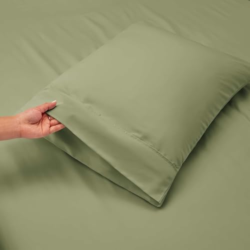 Image of Hearth & Harbor Extra Deep Pocket Twin XL Sheet Set, Light Sage | 4 Piece Bed Sheet Set, Ultra Soft & Breathable, Fits Up to 24 inch Mattress, Hotel Luxury